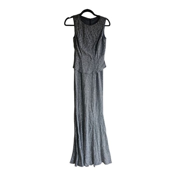 SCOTT MCCLINTOCK Millenium 2000 Gray/Silver Long Dress - Size 4 - Picture 1 of 11